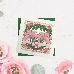 Invitation Rose Lily-Flower Signifie Amitié Style Vintage