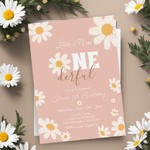 Invitation Rose Little Miss ONEderful Daisy Flowers Anniversa