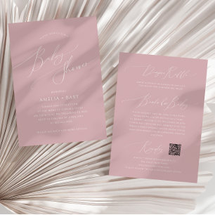 Invitation Rose lunatique   Tout en un Baby shower