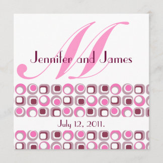 Invitation rose Mariage de Monogramme moderne rétr