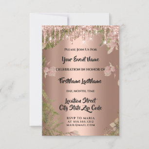 Invitation Rose Mariage nuptiale  Wreath Woodland Fern