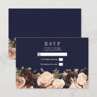 Rose Marron Floral Feuillage Bleu Marine Réponse M