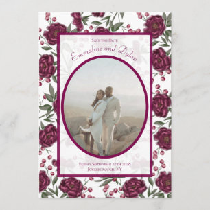 Invitation Rose Marron Mariage Date à Sauvegarder