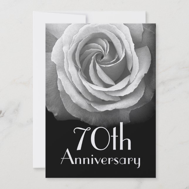 Invitation Rose Métallic Argent Anniversaire 70 Ans (Devant)