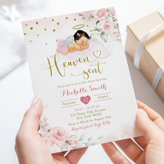 Invitation Rose Mexicain Angel bébé Ciel envoyé Baby shower (Créateur téléchargé)