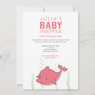 Invitation rose mignon de baby shower de dauphin
