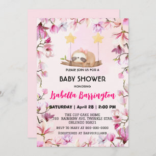 Invitation Rose mignon parfum doux fleur baby shower enfant