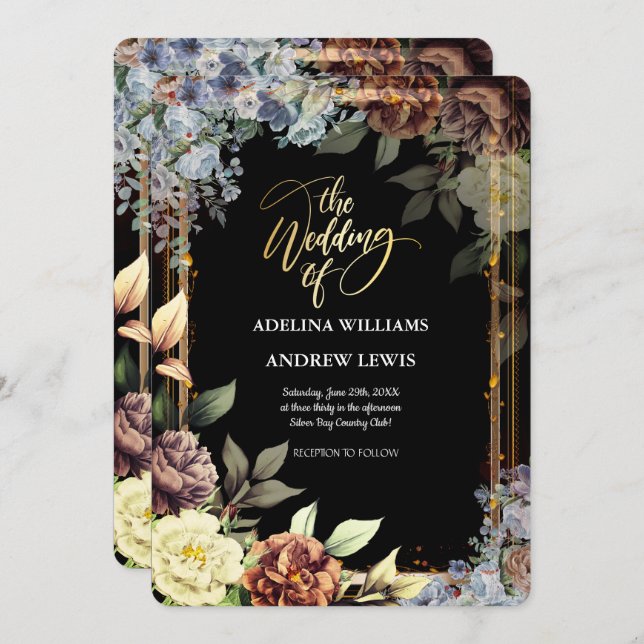 Invitation Rose minimaliste Fleurs simples, Mariage de trame  (Devant / Derrière)