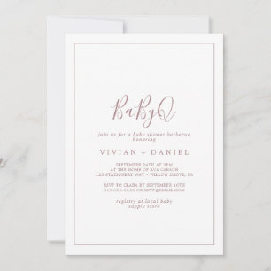 Invitation Rose minimaliste Gold BabyQ Baby shower Barbecue