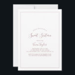 Invitation Rose minimaliste Sweet sixteen or Anniversaire<br><div class="desc">Cette invitation minimaliste au sweet sixteen d'or rose est parfaite pour une simple fête de 16ème anniversaire. Le design romantique moderne est composé d'or rose classique et de typographie blanche associée à une calligraphie rustique mais élégante avec un style vintage lettré à la main. Personnalisable dans n'importe quelle couleur. Gardez...</div>
