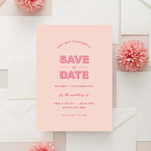 Invitation Rose Modern Bold Type Texte Enregistrer La Date