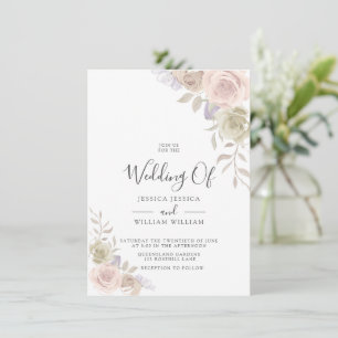 Invitation Rose moderne branché Dusty Blush Wedding Invitatio
