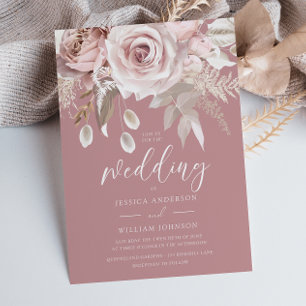 Invitation Rose moderne Dusty Blush Floral Mariage