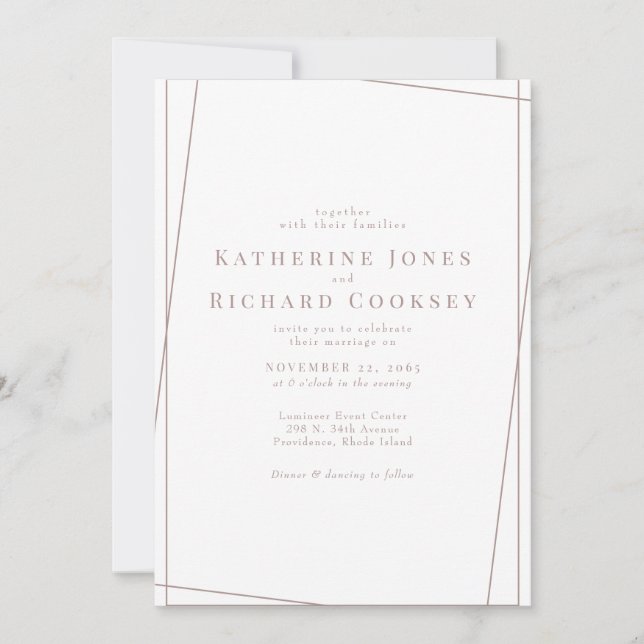 Invitation Rose moderne Dusty Géométrique Aucun Mariage Paren (Devant)