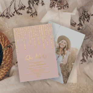 Invitation Rose moderne Dusty Gold Parties scintillant Grad P