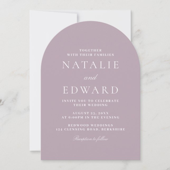 Invitation Rose moderne Dusty & Mauve Moderne Mariage d'arc (Devant)