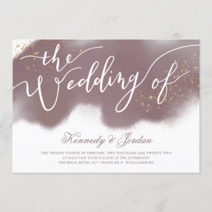 Invitation Rose moderne Dusty Pink and Gold Script Mariage
