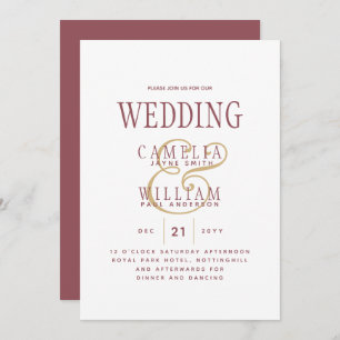 Invitation Rose moderne Dusty Pink Gold Mariage