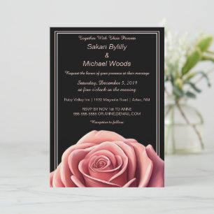 Invitation Rose moderne en noir