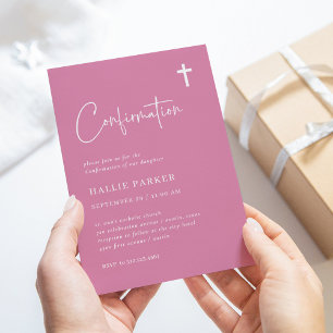Invitation Rose moderne et minimaliste Confirmations