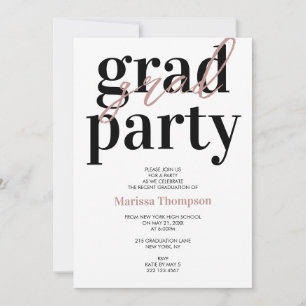 Invitation Rose moderne Gold Calligraphy Graduation Party