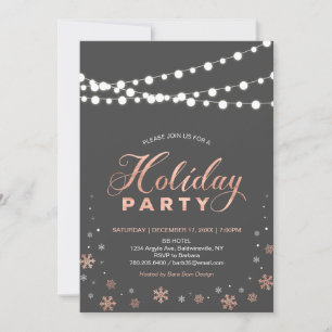 Invitation Rose moderne Gold Holiday Party