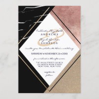 Rose moderne marbre d'or Mariage triangle géométri