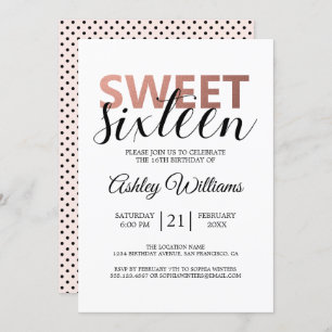 Invitation Rose moderne or élégant doux 16