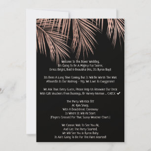 Invitation Rose moderne or noir palmier tropical mariage2