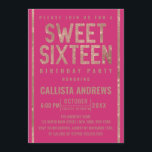 Invitation Rose moderne  or Parties scintillant cadre doux 16<br><div class="desc">Cette invitation élégante, moderne et glamour à la fête d'anniversaire de Sweet sixteen est parfaite pour votre jeune fille adolescente. Il présente une typographie de parties scintillant en or rose fausse imprimé et des bordures latérales sur un arrière - plan simple violet de betterave. Chic, joli, tendance et unique !...</div>
