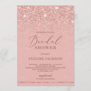Invitation Rose moderne tendance parties scintillant or nupt