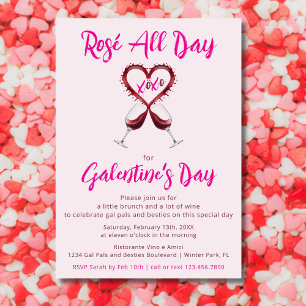 Invitation Rosé Moderne Toute la Journée Galentine Saint-Vale