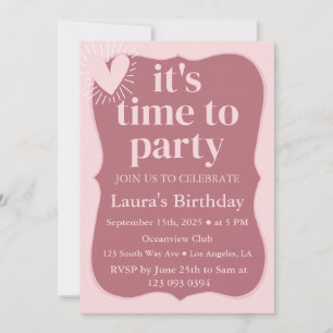 Invitation Rose moderne Wavy Gold & Blush Rose Anniversaire