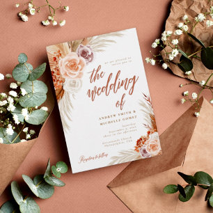 Invitation Rose Muet Pampas Terracotta Boho Mariage photo