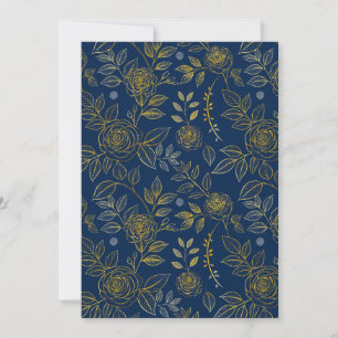 Invitation Rose Navy & Or – Motif Botanique Sans Couture