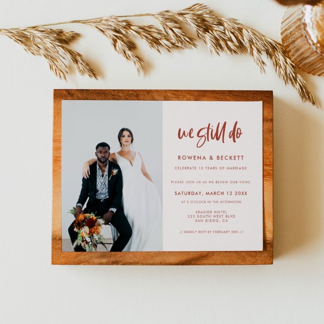 Invitation Rose neige moderne Nous continuons à Vow photo de  (Créateur téléchargé)