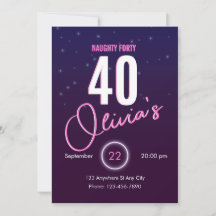 Rose Néon Rétro Naughty 40e Anniversaire