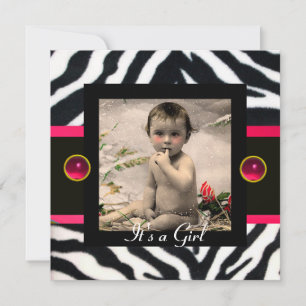 Invitation ROSE NOIR BLANC ZEBRA FUR Modèle photo