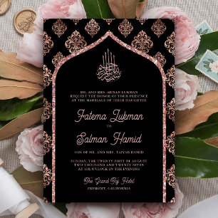 Invitation Rose noir or Damask Arch Mariage musulman