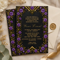 Rose noire, or et violette élégante