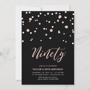 Invitation Rose noire or Simple Quatre-vingt-dix 90e Annivers