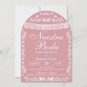 Invitation Rose Notre Mariage Papier Découpé Mariage Espagnol