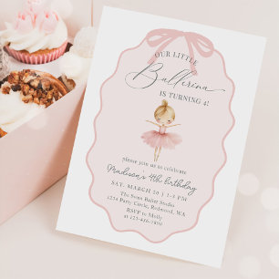 Invitation Rose Notre petite ballerine Fête d'anniversaire de