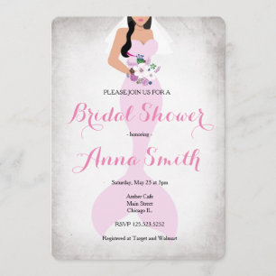 Invitation Rose nuptiale vintage rose d'invitation de douche