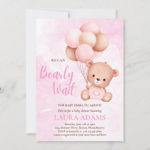 Invitation Rose on peut attendre prématurément fille ours Bab