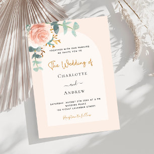 Invitation Rose or blush arche fleurie luxe mariage
