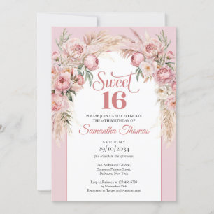 Invitation Rose or brush pampas boho arch sauge