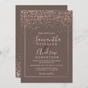 Invitation Rose or confetti café typographie mariage