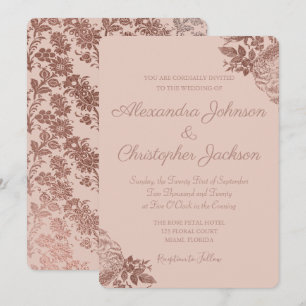 Invitation Rose or et huile rose Floral Rose Mariage
