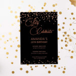 Invitation Rose or et parties scintillant noire pétillant ann<br><div class="desc">Cette magnifique invitation d'anniversaire présente des disques brillants or rose sur arrière - plan noir. Pour une personnalisation plus avancée de cette conception, par exemple la modification de la disposition, de la police ou de la taille du texte, cliquez sur le bouton "PERSONNALISER" ci-dessus. Veuillez me contacter pour toute question...</div>